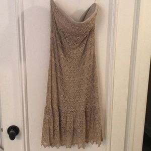 Cache strapless gold dress .